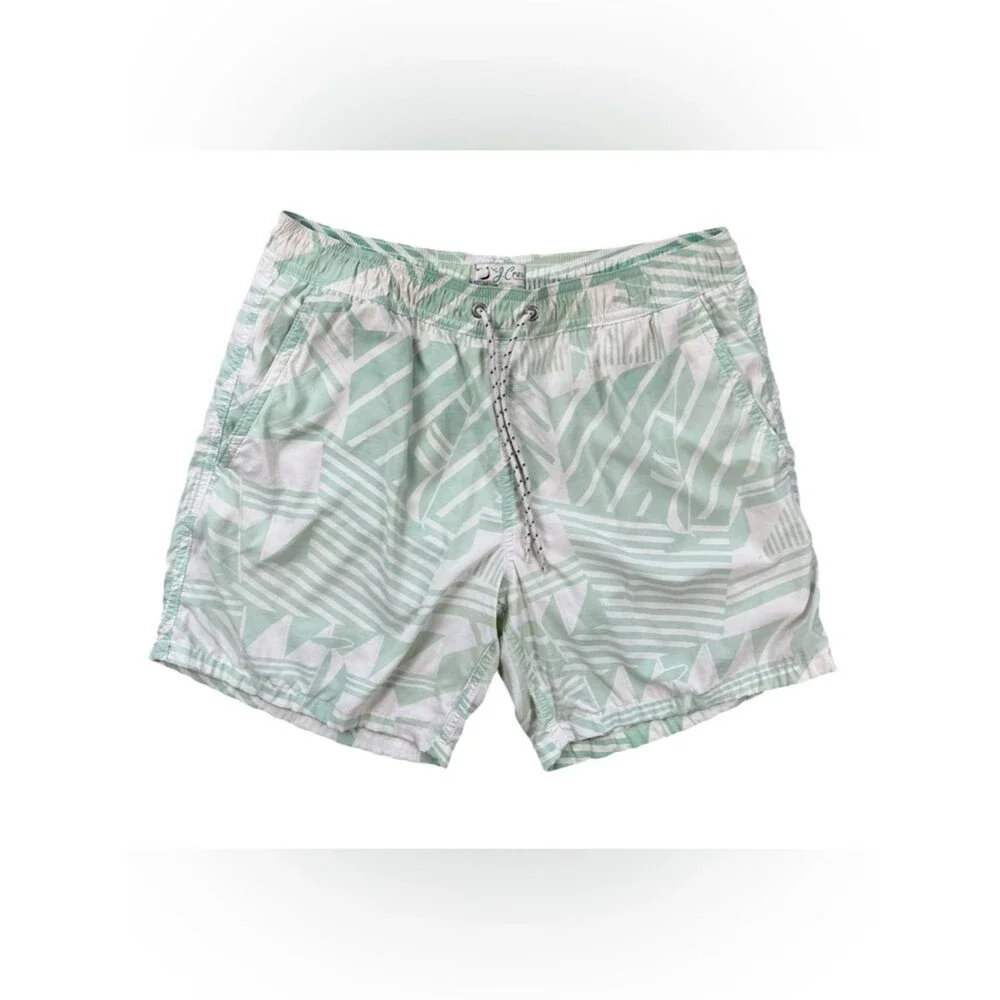 J.Crew Mint Green Geometric Swim Trunks Men’s Size Small